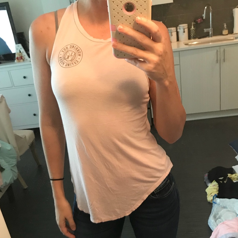 Hollister Pink Working Out Eating Pizza Tank Top